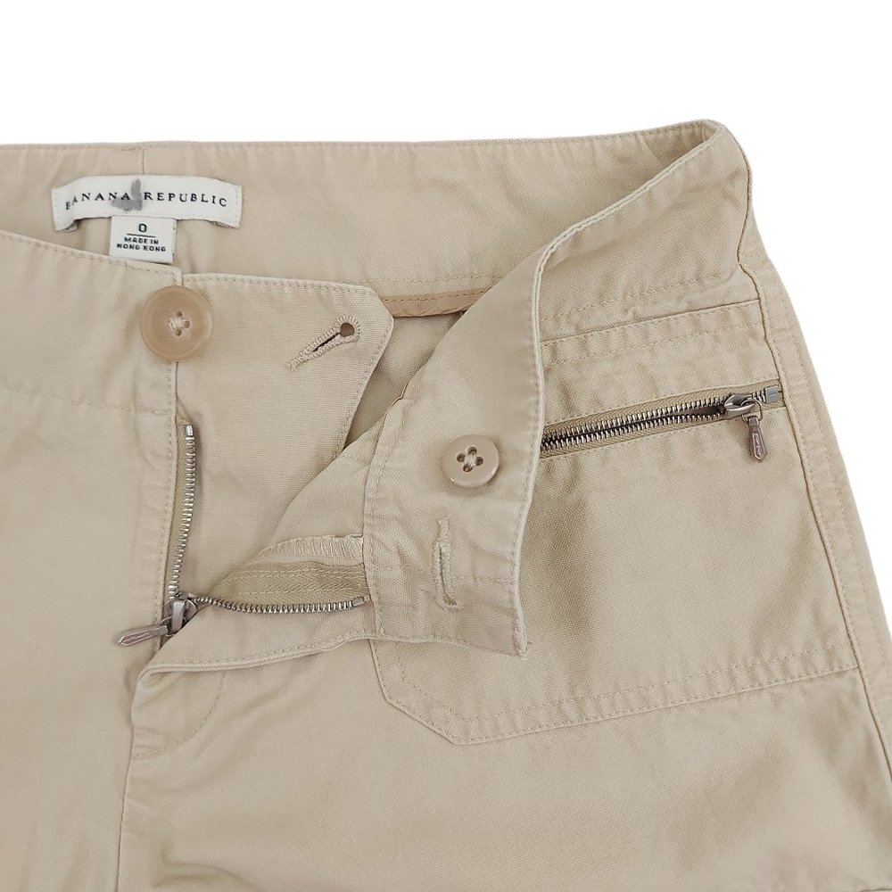 Banana Republic Pants Womens Small Beige Zip Pockets Low Rise Straight Cotton - Picture 7 of 10